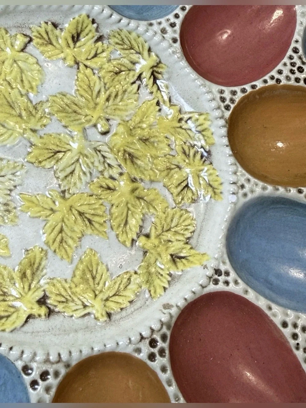 Vintage Mid Century Deviled Egg Ceramic Serving Platter Holds 24 13